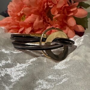 🌸Final price🌸Layered Leather Wrap Bracelet with Gold & Gunmetal Accents